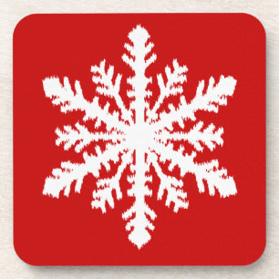 Posavasos Ikat Snowflake - Blanco y rojo oscuro