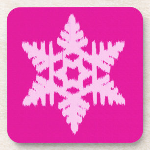 Posavasos Ikat Snowflake - Fuchsia y el hielo rosado