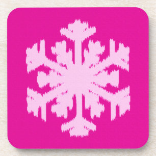 Posavasos Ikat Snowflake - Fuchsia y el hielo rosado