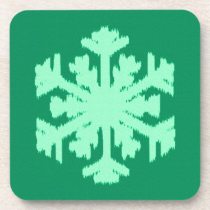 Posavasos Ikat Snowflake - Pino y verde menta