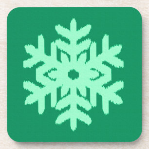 Posavasos Ikat Snowflake - Pino y verde menta