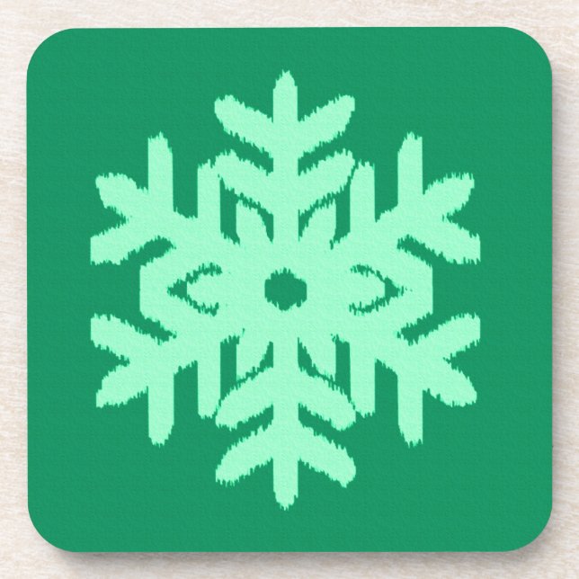 Posavasos Ikat Snowflake - Pino y verde menta (Frente)