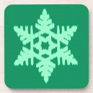Posavasos Ikat Snowflake - Pino y verde menta