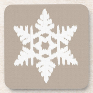 Posavasos Ikat Snowflake - Taupe tan y blanco