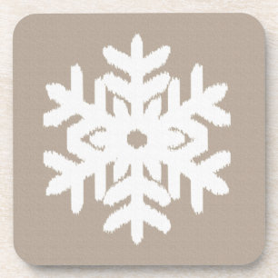 Posavasos Ikat Snowflake - Taupe tan y blanco