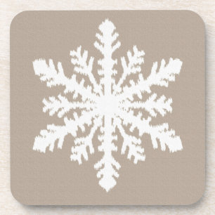 Posavasos Ikat Snowflake - Taupe tan y blanco