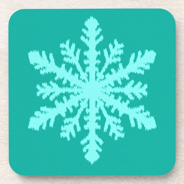 Posavasos Ikat Snowflake - Turquesa y agua (Frente)
