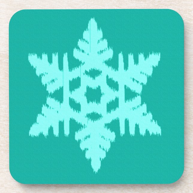 Posavasos Ikat Snowflake - Turquesa y agua (Frente)