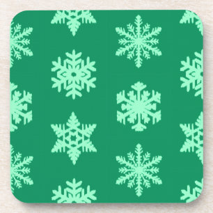 Posavasos Ikat Snowflakes - Pino y verde menta