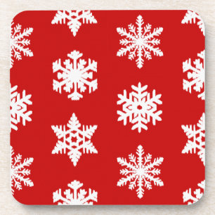 Posavasos Ikat Snowflakes - Rojo oscuro y blanco