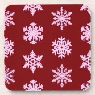 Posavasos Ikat Snowflakes - Vino de Borgoña y rosa