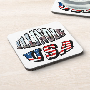 Posavasos Illinois Bandera de Estados Unidos y foto de estad