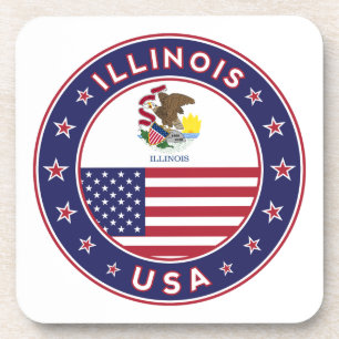Posavasos Illinois, camiseta de Illinois, pegatina de Illino