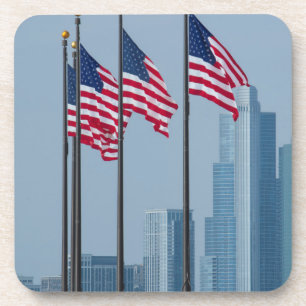Posavasos Illinois, Chicago. Navy Pier, banderas de EE. UU.