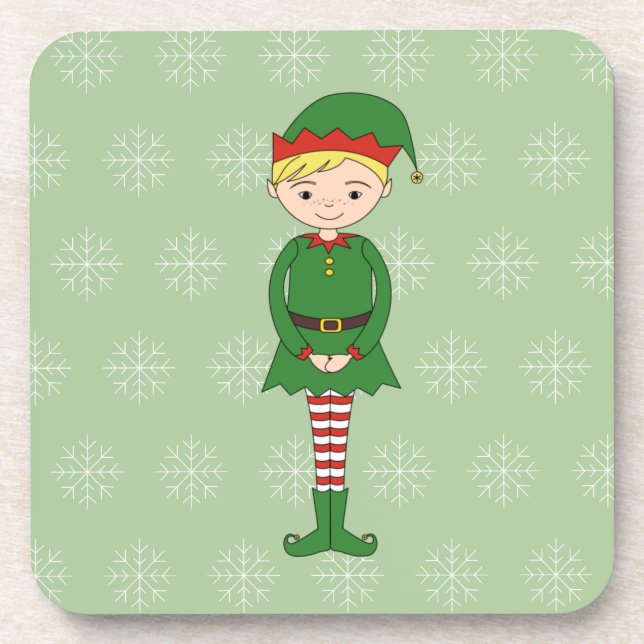 Posavasos illusima Navidades Boy Elf Snowflakes Green (Frente)