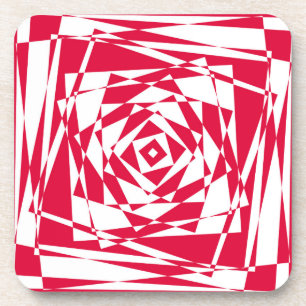 Posavasos Ilusión abstracta roja blanca