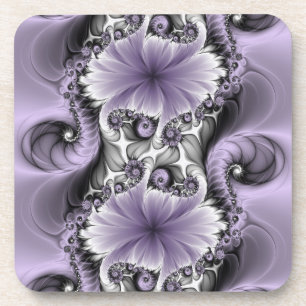 Posavasos Ilusión de Lila Arte Floral Abstracto Fantasía Fra