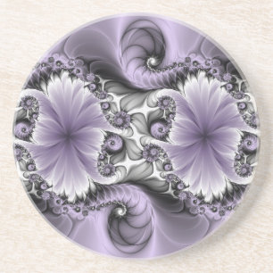 Posavasos Ilusión de Lila Arte Floral Abstracto Fractal Fant