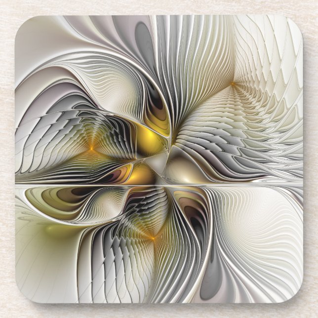 Posavasos Ilusión óptica abstracta fractal 3D con profundida (Frente)