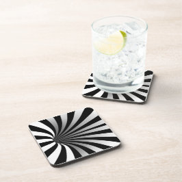Posavasos Ilusión óptica hipnótica vórtice Black Square