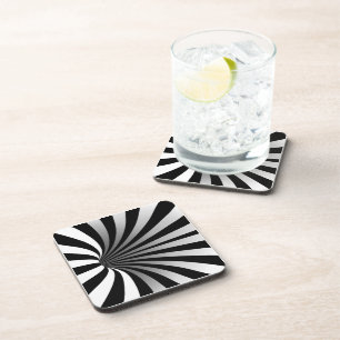 Posavasos Ilusión óptica hipnótica vórtice Black Square