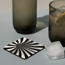 Posavasos Ilusión óptica hipnótica vórtice Black Square