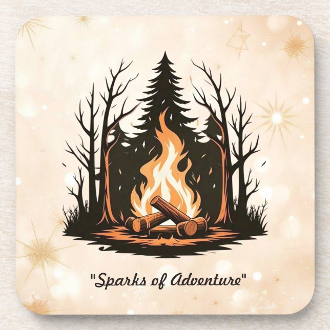 Posavasos "Ilustracion acogedor de fuego de fuego" (Frente)