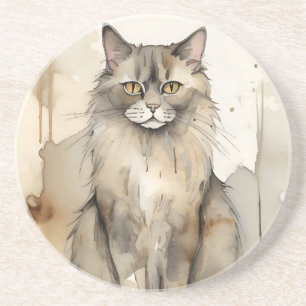 Posavasos Ilustracion acuático Maine Coon