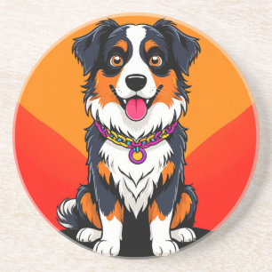 Posavasos Ilustración alegre de perro de dibujos animados