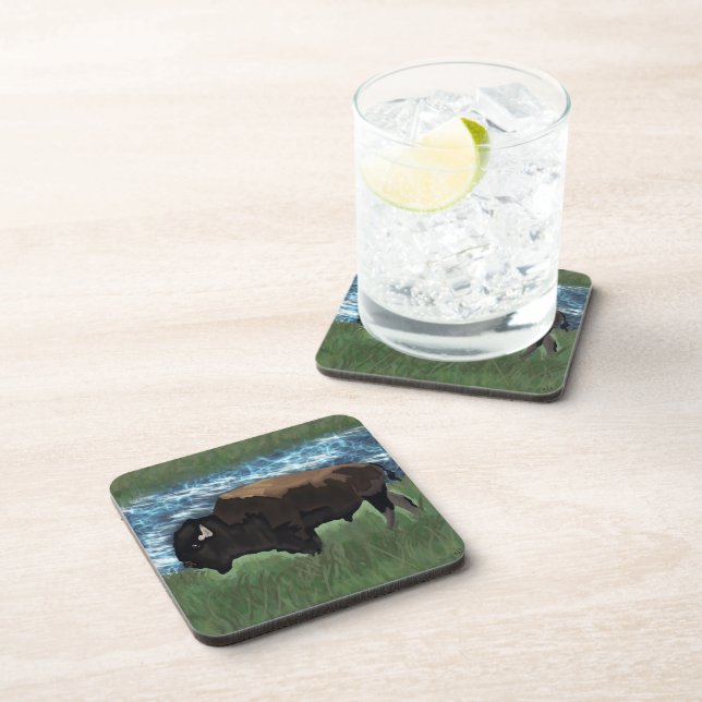 Posavasos Ilustracion Americano de Búfalo o Bison (Lado Derecho)