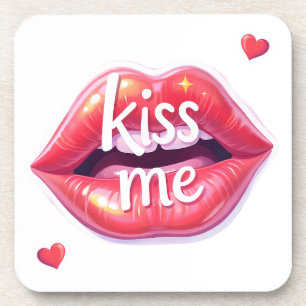 Posavasos Ilustración artística de labios rojos brillantes B