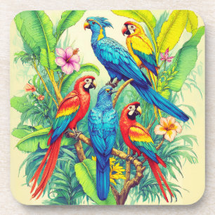 Posavasos Ilustración Botánica de Aves Tropicales