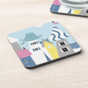 Posavasos Ilustracion Cute Seaside Town