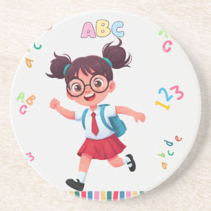 Posavasos Ilustración de aprendizaje ABC 123 de colegiala li