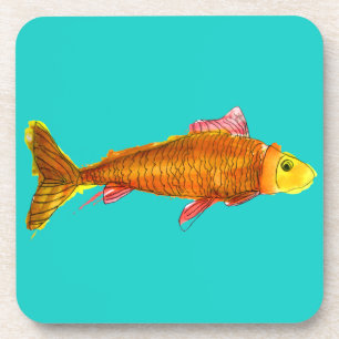 Posavasos Ilustracion de arte pop de pez dorado cometa