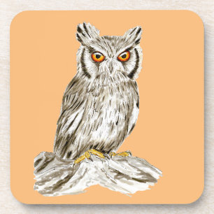 Posavasos Ilustracion de aves de búho de escopos