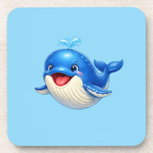 Posavasos Ilustración de ballena linda con ojos grandes Anim