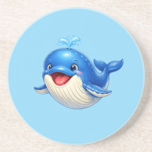 Posavasos Ilustración de ballena linda con ojos grandes Anim