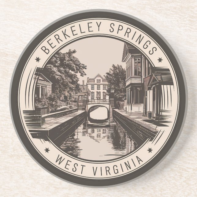 Posavasos Ilustración de Berkeley Springs West Virginia Badg (Frente)