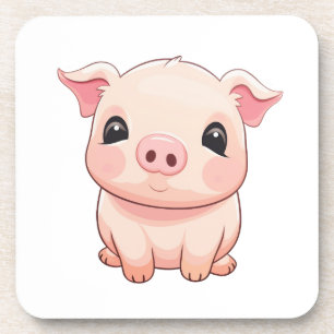 Posavasos ilustracion de cerdo personalizado