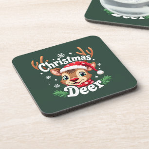 Posavasos Ilustración de ciervo de Navidad adorable
