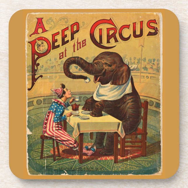 Posavasos Ilustracion de circo vintage Art Antiguo (Frente)