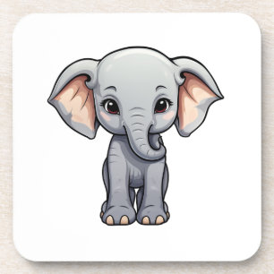 Posavasos Ilustración de elefante de dibujos animados