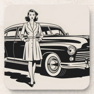 Posavasos Ilustración de estilo vintage de los años 40 de mu