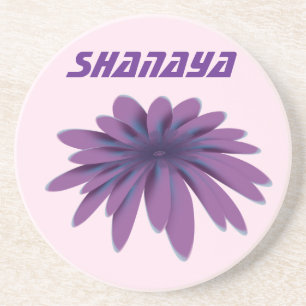 Posavasos Ilustración de flor de margarita morada personaliz