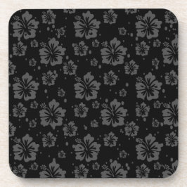 Posavasos Ilustracion de flores negras sobre fondo negro