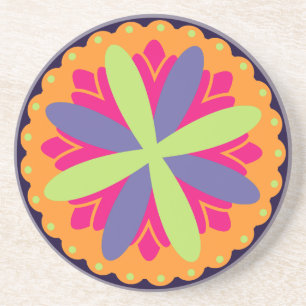 Posavasos ilustracion de formas florales naranjas