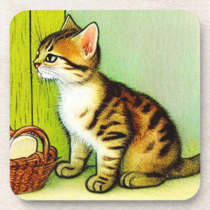 Posavasos Ilustracion de gato de tabby de época