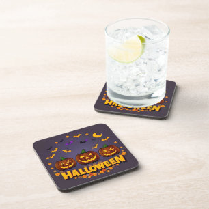 Posavasos Ilustración de Halloween con Jack-o'-Lanterns
