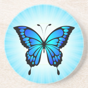 Posavasos Ilustración de insecto azul mariposa-20284